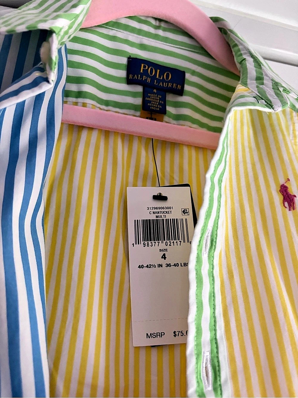 Ralph Lauren Girls' Striped Short Sleeve Dress Size 4 NWT - Picture 3 of 4